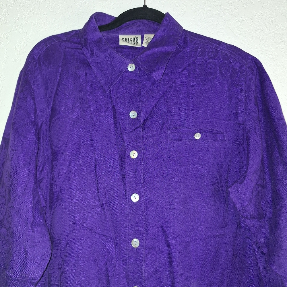 Chico's Design Purple Suttle Pattern Button Down … - image 3